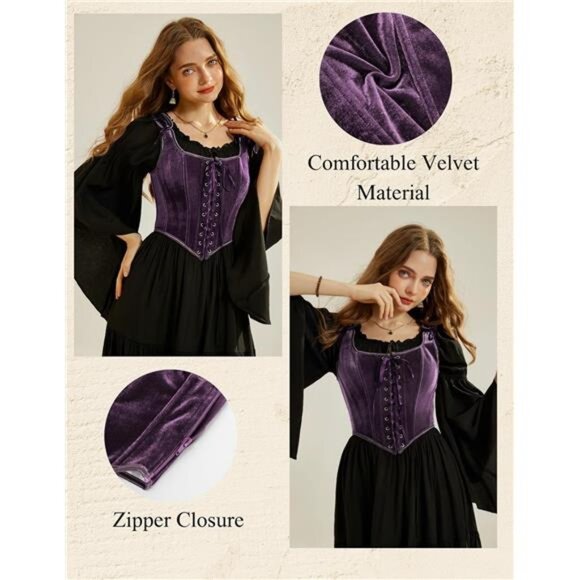 Renaissance Corset Tops for Women Purple - Picture 2 of 6